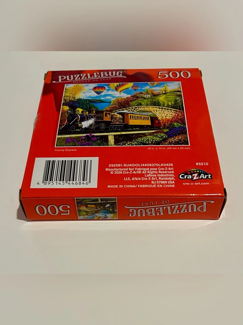 New “County Express” 500 Pieces Puzzlebug DeLuxe Hot Air Balloons 18”x 14”